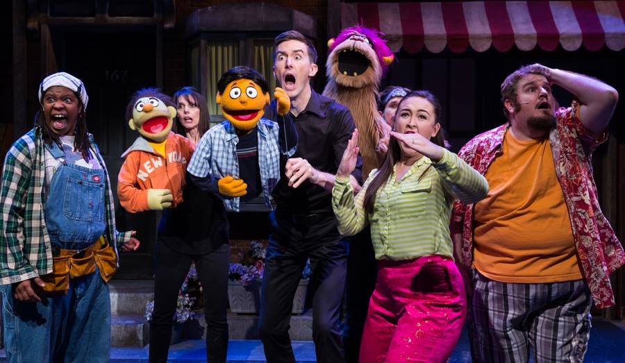 Toby Yatso as Princeton/Rod with the cast of Avenue Q