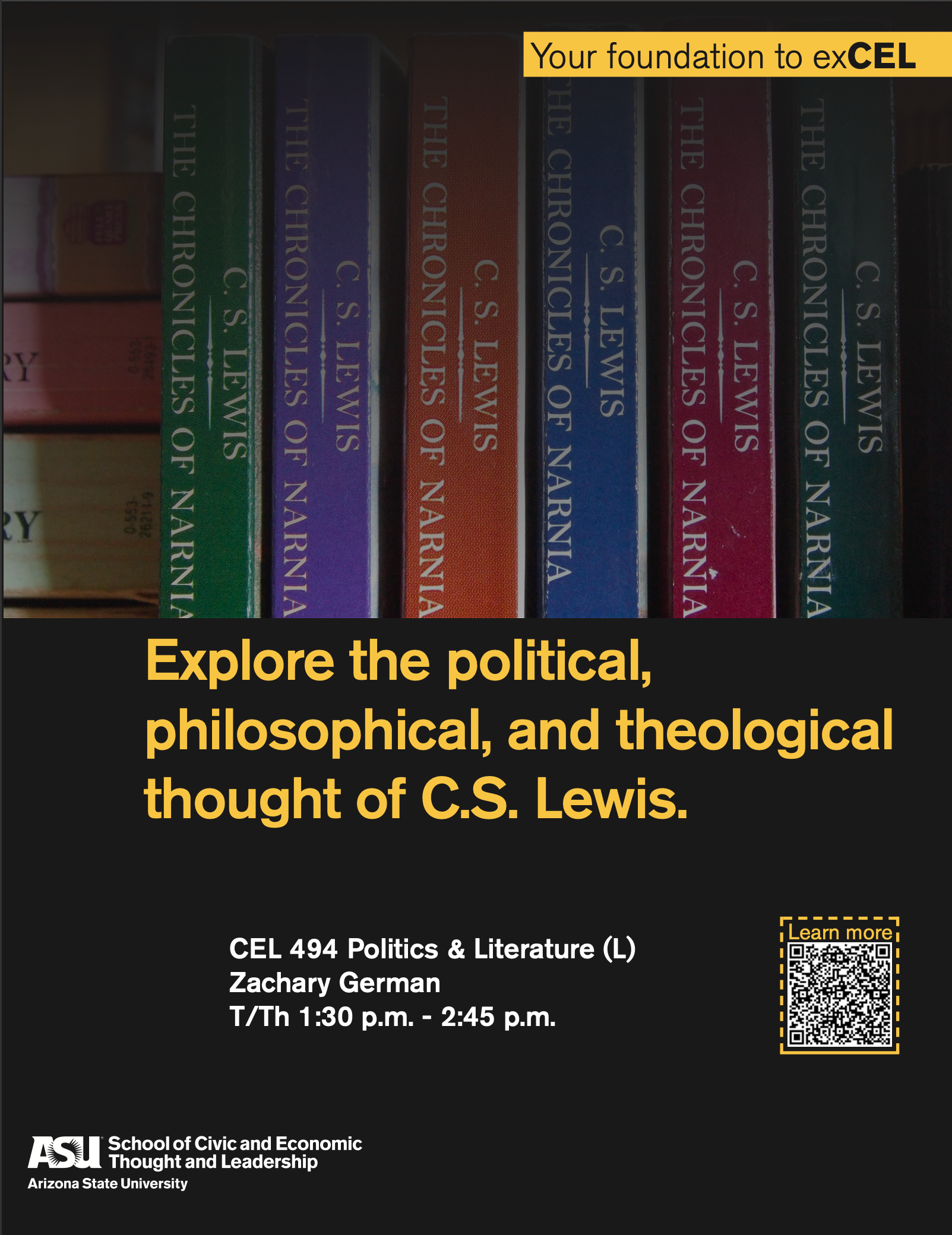 Promotional flyer for Professor German's course on C.S. Lewis