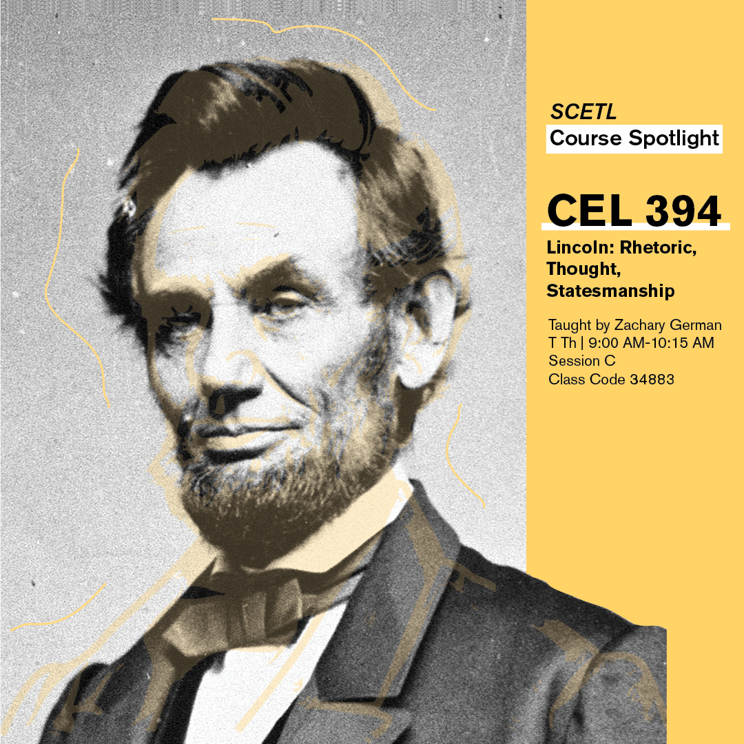 Promotional flyer for Professor German's course on Abraham Lincoln