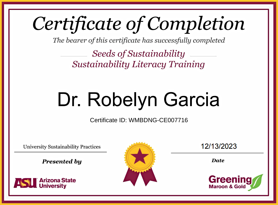 ASU Sustainability Literacy Faculty Training