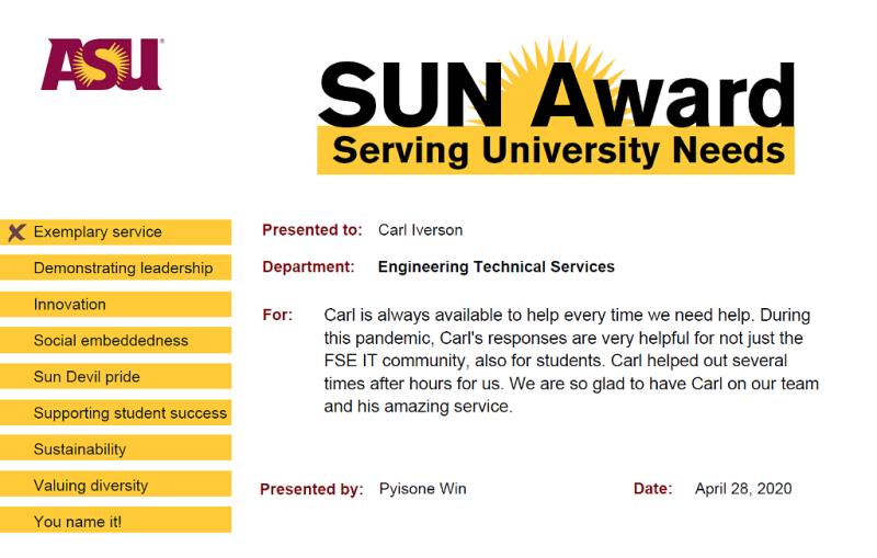 April 2024 - ASU Sun Award