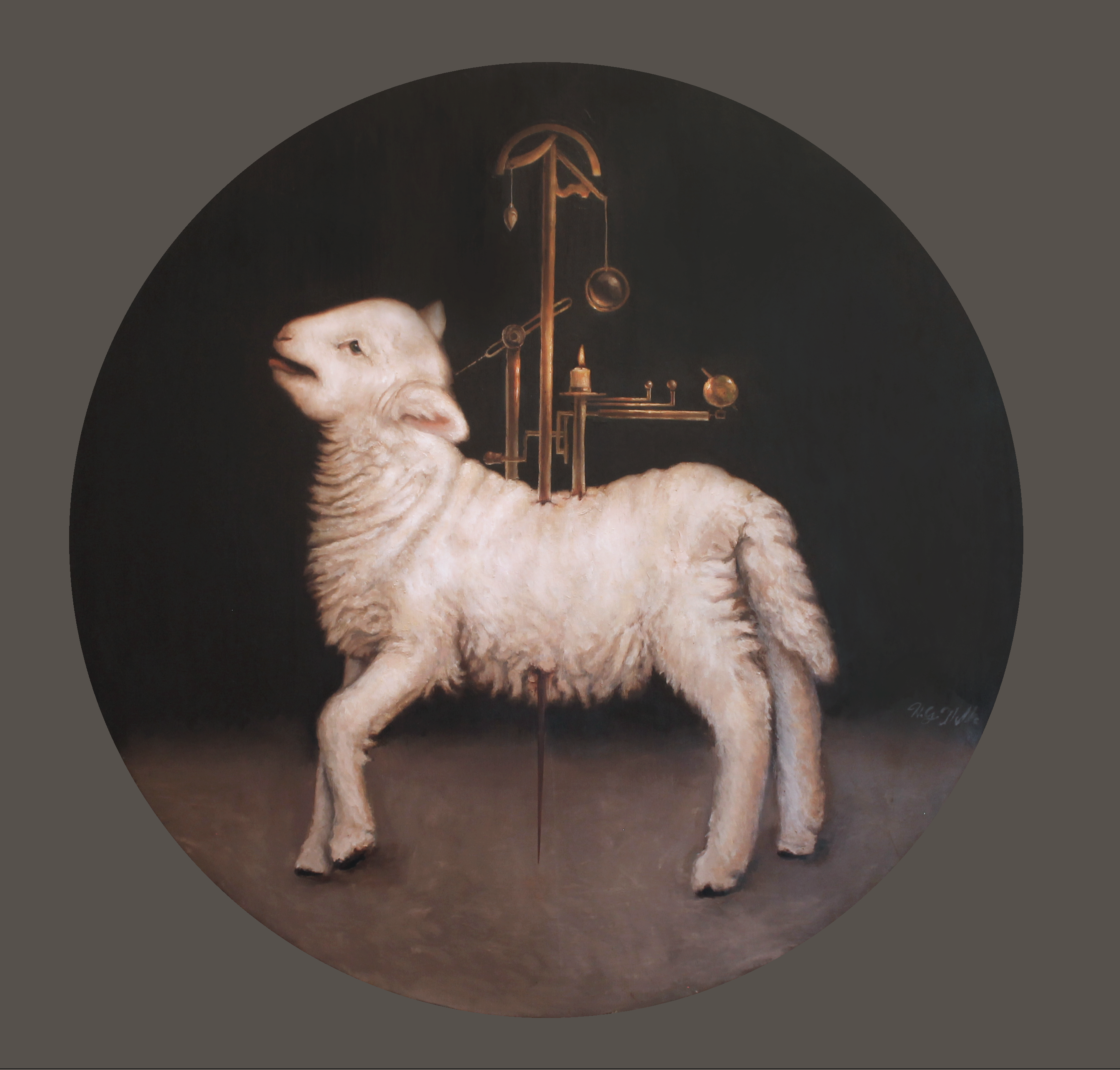 40 inch Round, Oil on Pine Wood, 2022