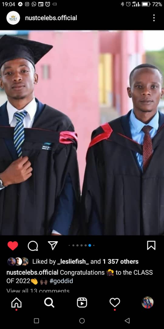 Mcebisi Moyo and a fellow graduate at November 2022 graduation ceremony.