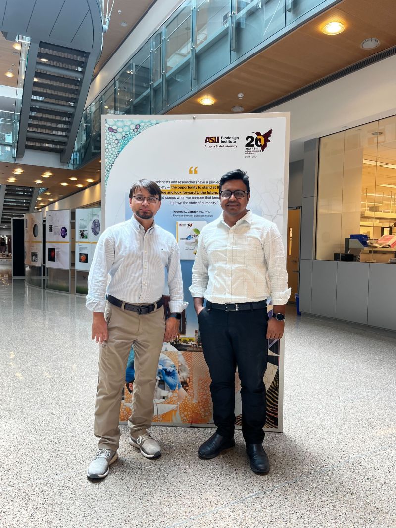 Md Ariful Islam with his PhD advisor following his qualifying examination at Arizona State University.